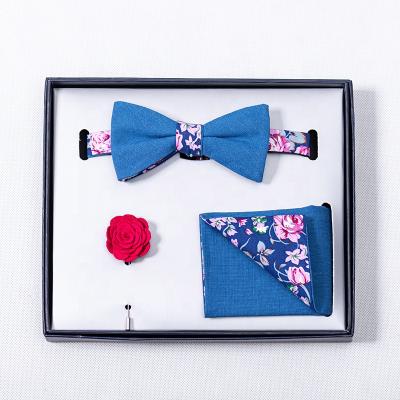 China 2020 Wholesale Bow Tie Simple Color With Floral Bow Tie Sets For Men for sale