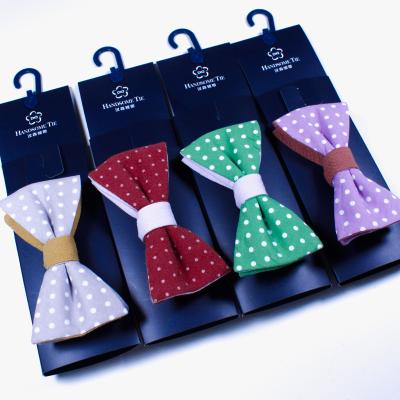 China Wholesale Reversible Small 100% Cotton Dot With Simple Custom Bow Tie for sale