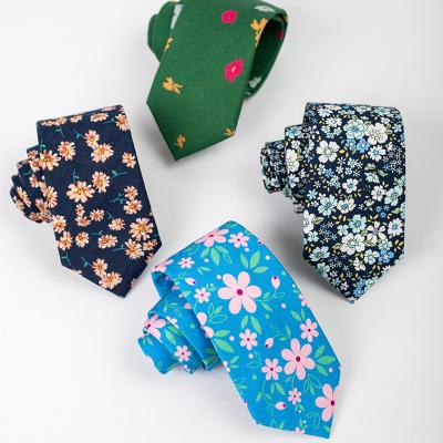 China HT10010 Cotton Fashion Necktie Mens Floral Ties Men's Skinny Cotton Ties for sale