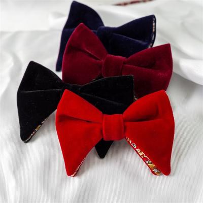 China Pure fashion new designs for velvet bow tie black classic bow ties wholesale bow ties set for sale