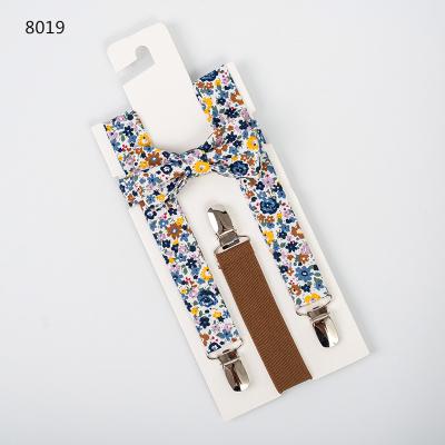 China Cotton Fashion Floral Custom Kids Suspenders and Bowtie Set for sale