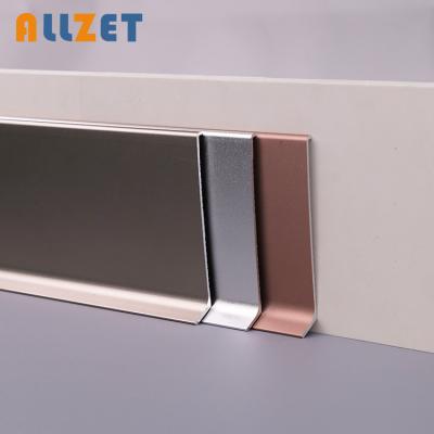 China Allzet Pedestal Aluminum Alloy Modern Skirting Profile Curved Self Adhesive Skirting Board 10cm 80mm Base Metal for sale