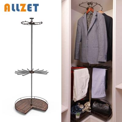 China (Size) Adjustable Clothes Rack Wardrobe Accessories Three Layers Rotating Laundry Basket Rack Hanging Clothes Drying Hanger for sale