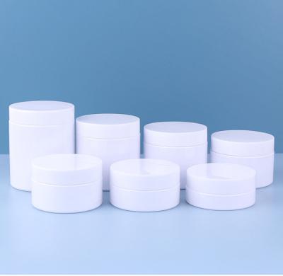 China Wholesale 2oz 4oz 6oz 8oz 250ml Straight Sided White Plastic Cosmetic Jars PET Straight Sided Jars With 70mm-400 White Smooth Plastic Lined Caps for sale