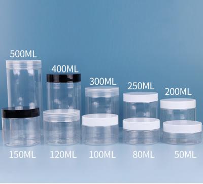 China 2oz 60ml 4oz 120ml 5oz 150ml Straight Sided Clear Plastic Jars Skin Care Lotion Bottles Wide Mouth Packaging Containers With 70-400 PP Lids for sale