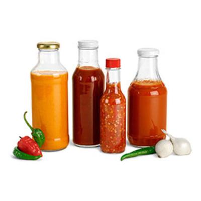 China Wholesale Food 5 Ounce 10 Ounce 12 Ounce 16 Ounce Barbecue Sauce Glass Bottles Chili Sauce Glass Bottles Clear With Multi Type Caps for sale