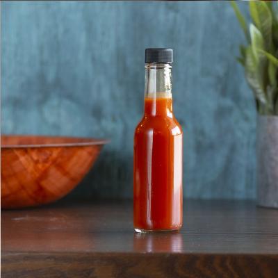 China Food 5 Mini 150ml Ounce Glass Bottl Hot Sauc Woozi Bottl Chili Bottles For Sauces 150ml With Screw Top for sale