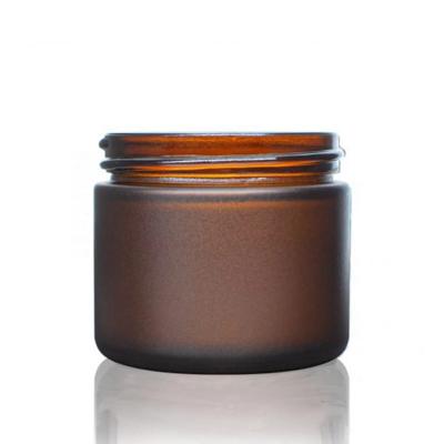 China Cosmetic 1oz 2oz 4oz 8oz Straight Sided Round Amber Clear Glass Cream Sample Cosmetic Jar With Lid for sale