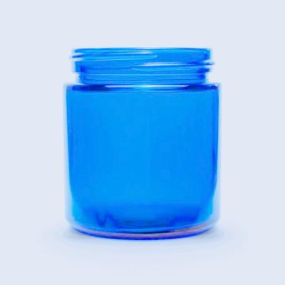 China Wholesale Amber 1oz 2oz 4oz Blue Round Cosmetic Glass Jar Amber Glass Cosmetic Jar Straight Sided Glass Jars With Lid for sale