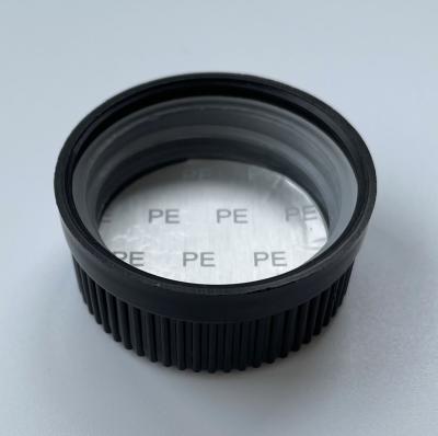 China Non Spill Childproof Cap Closure Ribbed CRC Aluminum Rim Covers 24MM 28MM 33MM 38/400 43/400 45/400 53/400 for sale