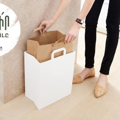 China Factory Brown Kraft Paper Bag Brand Paper Bag Handle Biodegradable Flat Kraft Paper Bag for sale