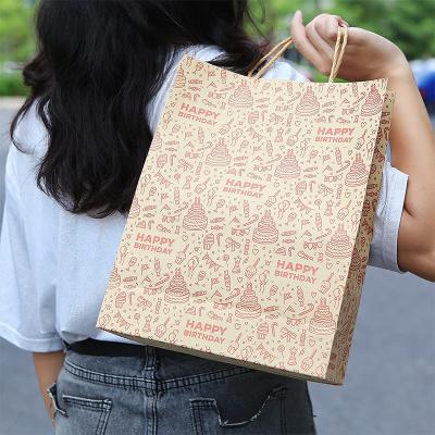 China Gift Shopping Carrier Biodegradable Recyclable Kraft Brown Extra Large Custom Printed Paper Bag With Handles for sale