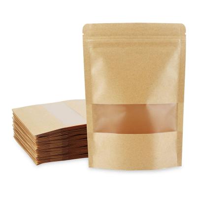 China Recyclable Kraft Coffee Stand Up Pouch With Zip-seal Kraft Paper Stand-Up Pouch With Zip Lock Tea Packaging for sale