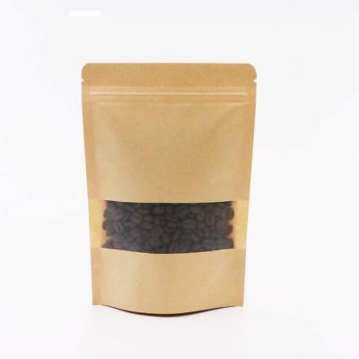 China Recyclable Kraft Paper Bag With Window Stand Up Pouch Zip Lock Heat Seal Resealable Display Bags Manufacturer for sale