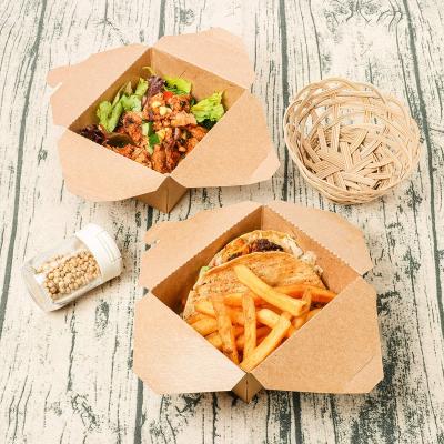 China Recycled Materials Grease-Resistant & FOLDED TAKE-AWAY Paper Food Packaging BOX Leak-Resistant Paper Packaging for sale