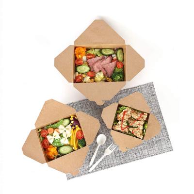 China Recycled Materials Preassembled Square Kraft Paper Noodle Take Out Containers Box 32 Oz Chinese Outlet Boxes Kraft Paper Cardboard With Poly Liner for sale