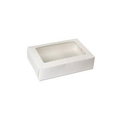 China Biodegradable Easy Setup Rectangular Bakery Cake Snack Cupcake Donuts Packaging Box For Muffins White Cookie Sweet Boxes With Window for sale