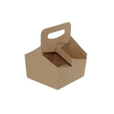 China Biodegradable Portable Takeaway Coffee Cup Holder Drink Beer Carry Paper Box With Handle for sale