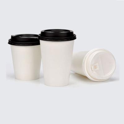 China 8OZ 12OZ 16OZ Disposable Paper Hot Cups Premium Quality BLACK WHITE Biodegradable Coffee With Leak Proof Lids Travel Wholesale for sale