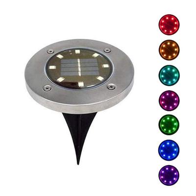 China Garden 8led Color Changing Solar Led Ground Light Color Changing Solar Disc Light for sale