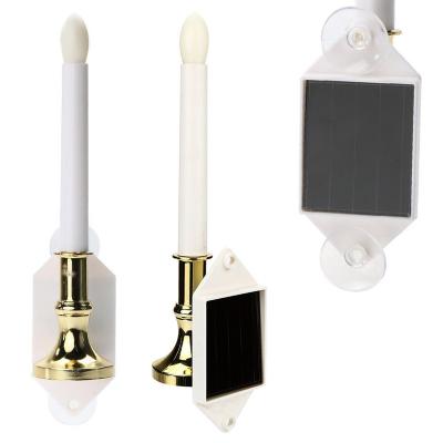 China Flameless Candle Light Solar Powered Flameless Solar Powered Flickering Light Candle Light Window Wall Lamp 2 Set With Suction Cups for sale