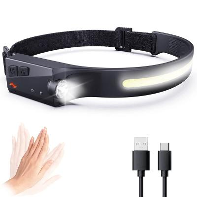 China 5 Modes Rechargeable Waterproof COB Sensor Hand Emergency Headlight LED Headlight Lamp for sale