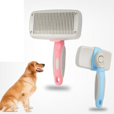 China Self Cleaning Pet Needle Comb Dog Brush Self Cleaning Cat Fine Hair Pull Hair Grooming Automatic Floating Comb Viable Small for sale