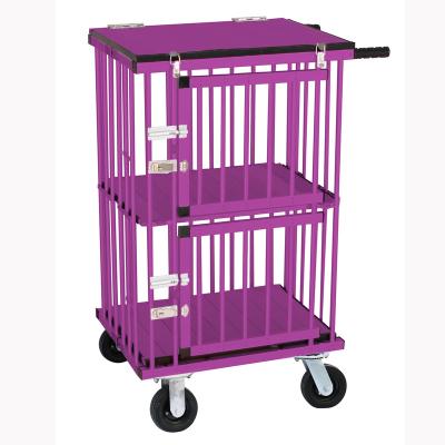 China Viable Transparent Cat Carrier Aluminum Light-Weighted Dog Cage Trolley Large Travel Pet Show Cart for sale