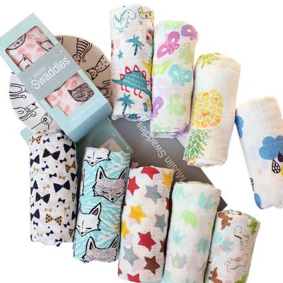 China Wholesale Anti-static Organic 100% Organic Bamboo Cotton Cloth Muslin Baby Blanket 2 Layers Wrap Blankets for sale