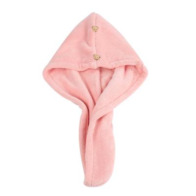 China QUICK DRY Microfiber Hair Drying Towel With Button Hair Towel Wrap Bath Hair Cap For Women for sale