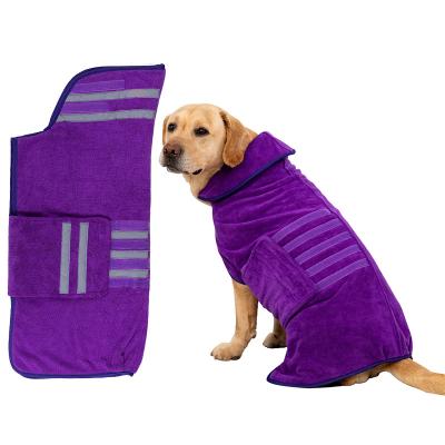 China Viable Wholesale Dog Bathrobe Towel Water Fiber Pet Grooming Supplies Gently Quickly Pamper Drying Towel Robe Dog Bathrobe for sale