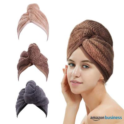 China Customized SPA Women&'s QUICK DRY Super Absorbent Soft Quick Dry Magic Turban Towel With Buttons Twist Wrap Microfiber Hair Towel for sale