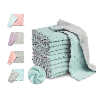 China Super Absorbent Dishcloths Coral Velvet Dishtowels Premium Lint-Free Oil-Free Non-Stick QUICK-DRY Washable Kitchen Super Absorbent Dishcloths for sale