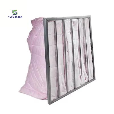 China Galvanized Frame Pocket Air Filter With 1~5μM Filtration Efficiency For AHU for sale