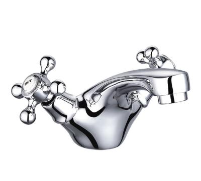 China Traditional Basin Taps Brass Small Bathroom Sink Mixer Taps Swan Neck Chrome With UK Standard Fittings for sale