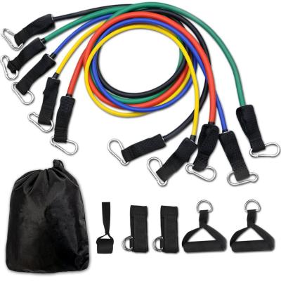 China Durable Customized 11 Pcs Heavy Duty Latex Fitness Resistance Bands Set for sale