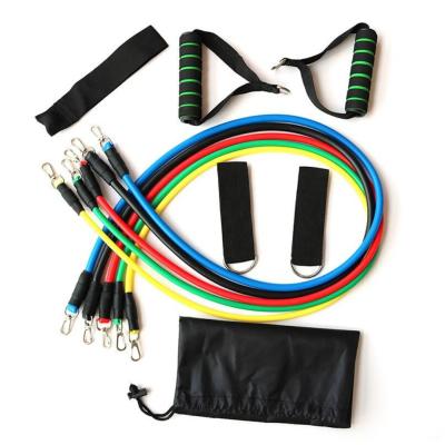 China Logo 11 Elastic Bands Fitness Exercise Durable Resistance Bands Latte With Booty Resistance Band Bar Set Rope for sale