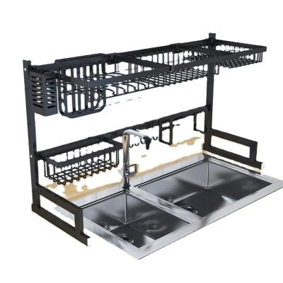 China Kitchenroom New Design Home Accessories Kitchen Stainless Steel Rack Over Sink 2 Layer Kitchen Shelf for sale