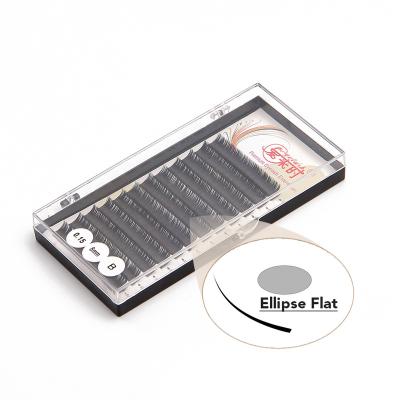 China Soft Like Natural Hair Two Tips Matte Black Ellipse Flat Shape False Lashes Split Tips Flat Shape Eyelash Extensions for sale