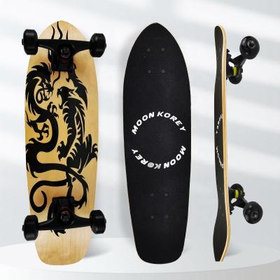 China Youngsters Hot sale Pro 7 Layer Northeast china maple complete rubber non slip wheel strong grip wood surf skateboard for Adult boy for sale