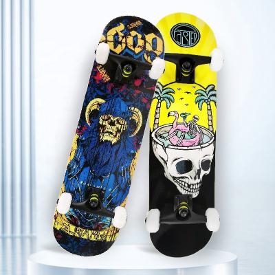 China Youngsters Most Popular custom trucks  PU 4 wheels set ball bearing drawer slide pro 100% canadian maple Double skateboard  for Free for sale