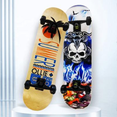 China Youngsters Premium Professional  suspension truck  rubber wheels ball bearing hinge  multi color custom printed Double skateboard for man for sale