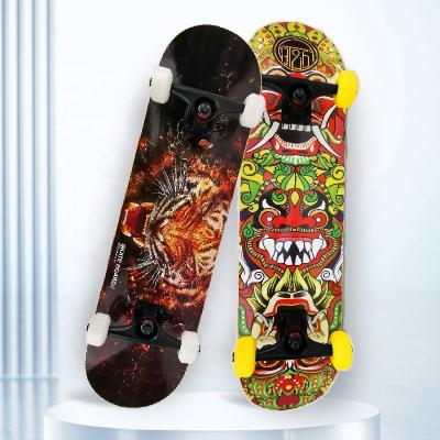 China Youngsters top Quality  Strong metal 608 2rs bearings customized printing graphic heat transfers PU Wheel Double skateboard for  All Terrai for sale