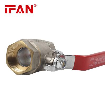 China Mold Size IFAN Brass Ball Valve General High Quality Normal Corrosion Resistant Brass Long Valve Red Handle for sale