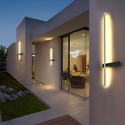 China IP54 LED Modern Minimalist Linear Waterproof Die-cast Aluminum Outdoor Building Wall Lamps for sale