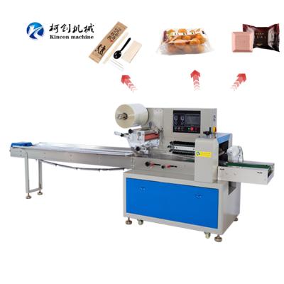 China Plastic Easy Operation Cup Spoon Fork Knife Easy Operation Fruit Ice Cream Soap Peanut Bar Packing Machine Cupcake Paddle Packaging Machine for sale