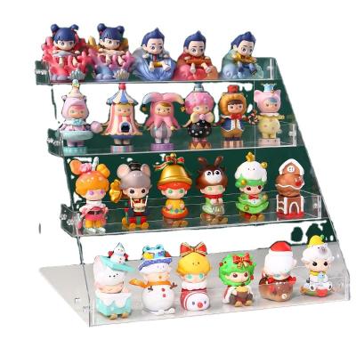 China Transparent blind box for storing dolls 117 stage hand desktop display stand multi-layer trapezoidal acrylic display for sale