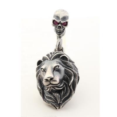 China Silver Metal Lion Pendant Hippie Hip Hop Personality Mens Punk Male Punk Pendants Necklace for sale