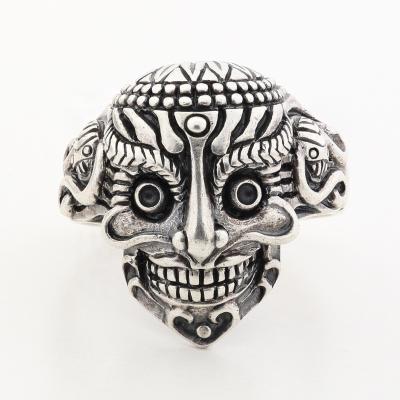 China Vintage Hip Hop Jewelry Punk Custom Skull Rings Punk Silver Color Rings for sale