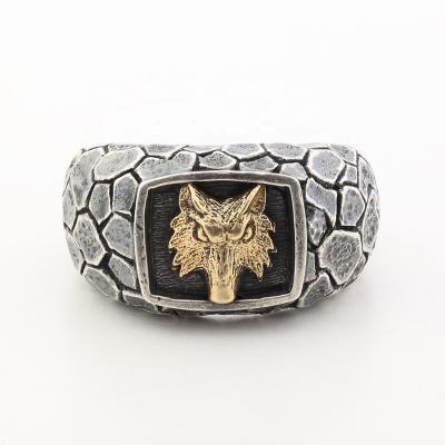 China Vintage Hip Hop Men's New Punk Jewelry Style Punk Wolf Head Ring for sale